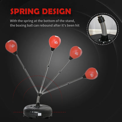 Punching Bag with Stand, 133-151cm Adjustable Height, for Teens, Red/Black