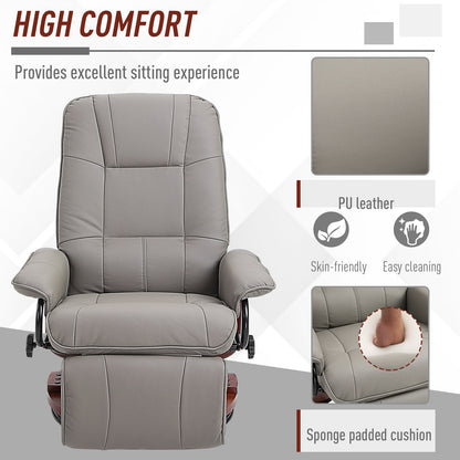 Reclining Swivel Chair, with Footrest - Grey