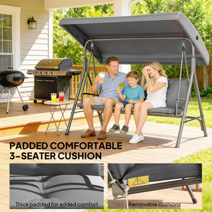 Three-Seater Garden Swing Seat - Dark Grey