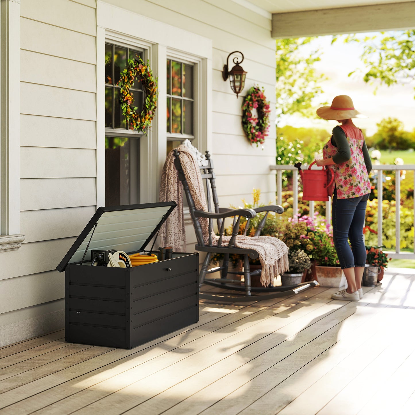 311L Galvanised Steel Garden Storage Box - Dark Grey