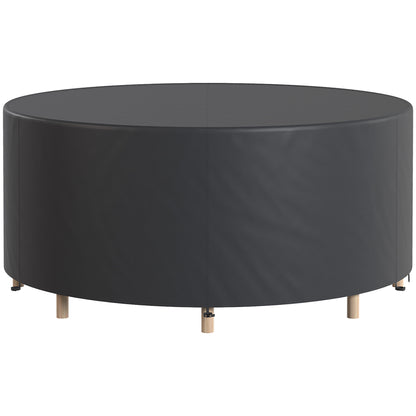 Round Garden Furniture Cover, Waterproof Garden Table Cover, 420D Heavy Duty Oxford for Outdoor, Dia.214 x 70 cm, Black