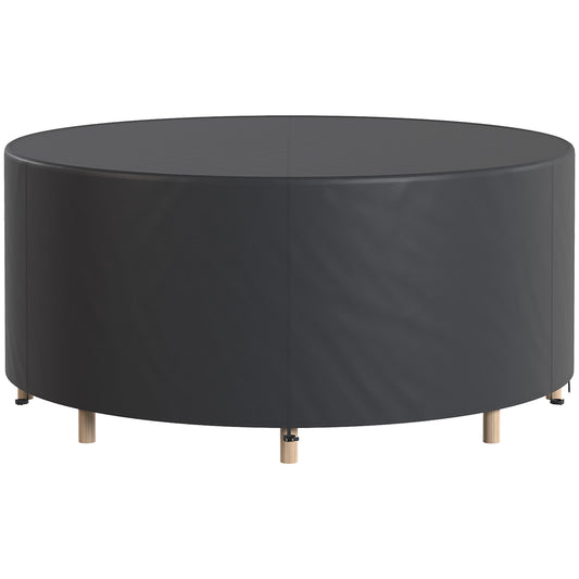 Round Garden Furniture Cover, Waterproof Garden Table Cover, 420D Heavy Duty Oxford for Outdoor, Dia.214 x 70 cm, Black