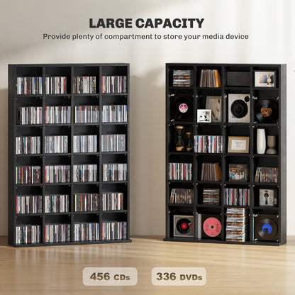 CD Storage Unit with Adjustable Shelves, 89 x 130.5 cm, Black