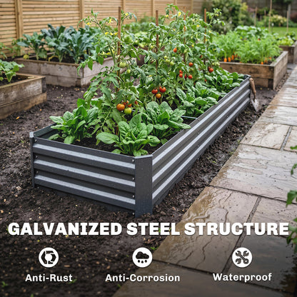 60 x 240cm Galvanised Steel Planter, with Open Bottom
