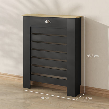 95.5H x 78Wcm Radiator Cover, with Drawer - Black