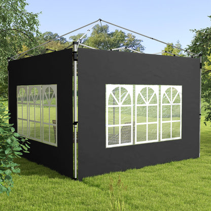 Gazebo Side Panels, Sides Replacement with Window for 3x3(m) or 3x4m Pop Up Gazebo, 2 Pack, Black