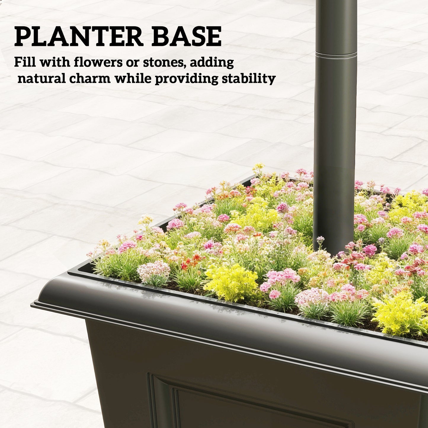 Garden Solar Lamp Post Light, Waterproof LED Solar Light Post with Planter, Black