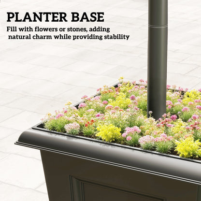 Garden Solar Lamp Post Light, Waterproof LED Solar Light Post with Planter, Black