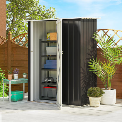5ft x 3ft Garden Storage Shed, Galvanised Outdoor Metal Shed Waterproof with Sloped Roof, Lockable Door for Patio Tools