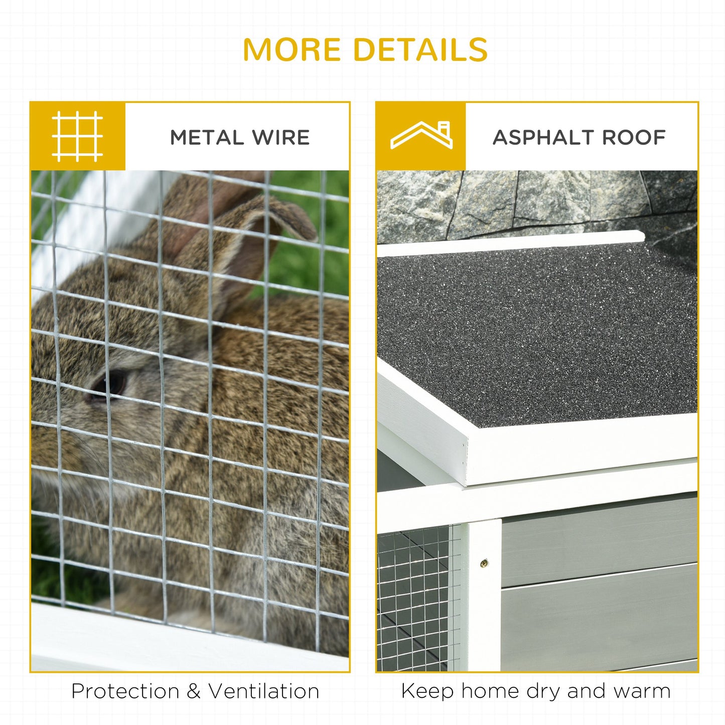Rabbit Hutch Guinea Pig Hutch Wooden Small Animal Cage Rabbit Run Duck House with Openable Roof for Indoor Outdoor Easy to Cl