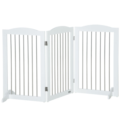Foldable Dog Gate, Freestanding Pet Gate, with Two Support Feet, for Staircases, Hallways, Doorways - White