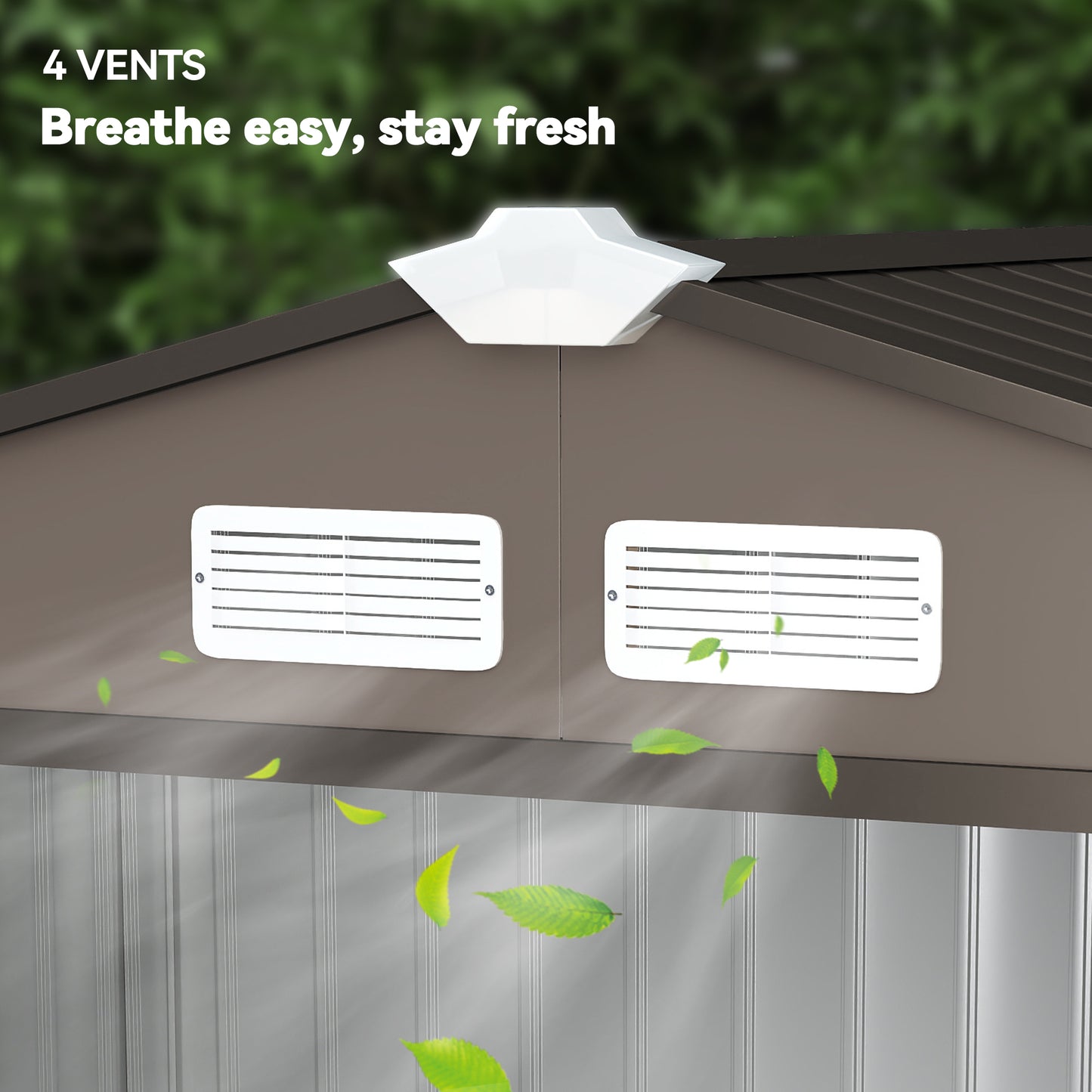 7 x 4ft Metal Garden Shed, Outdoor Storage Tool House with Ventilation Slots, Brown