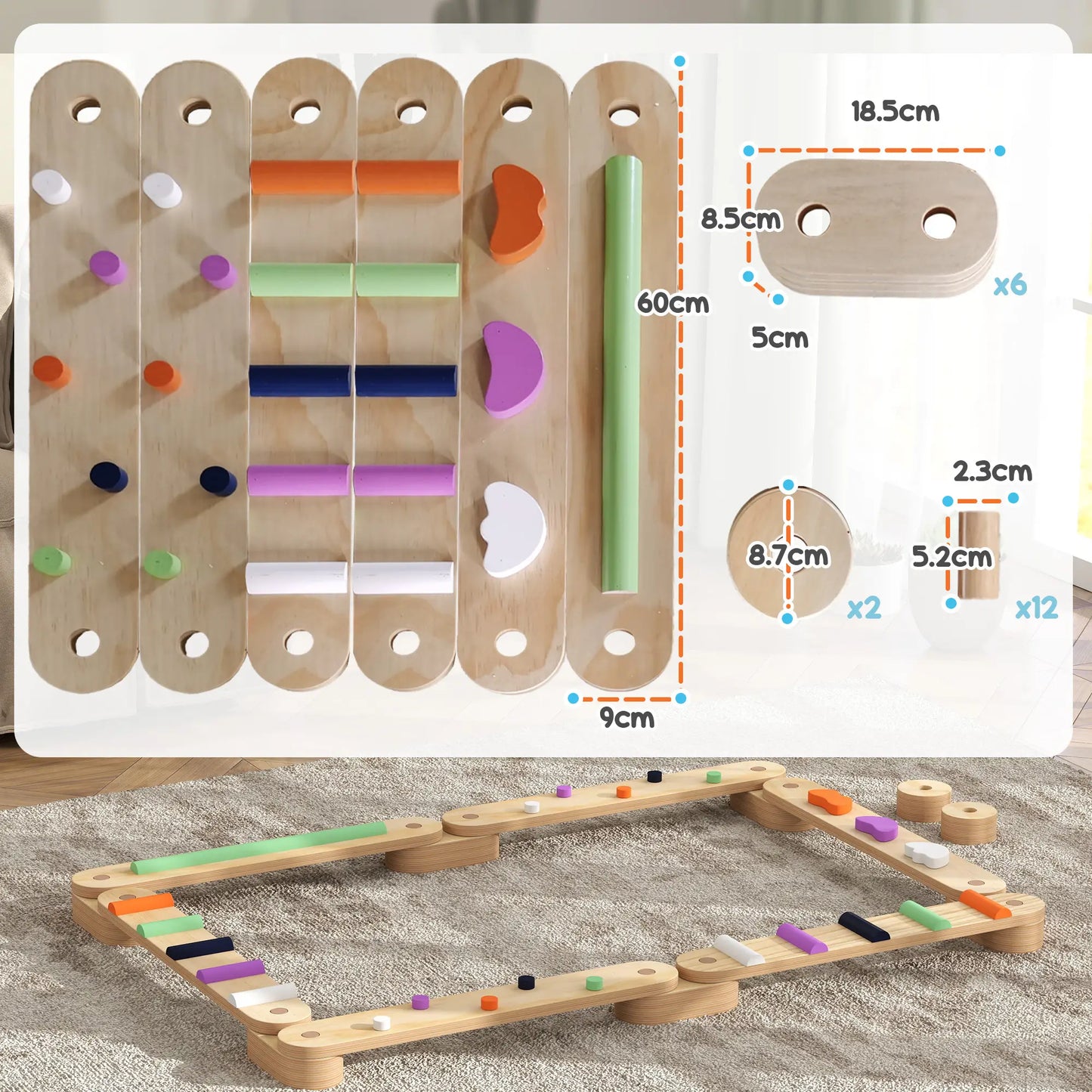 Wooden Coordination / Agility Balance Beam for Kids