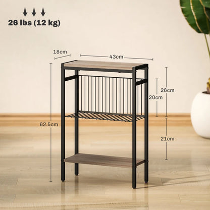 Three Shelf Industrial Style Side Table - Two Tone Black/Grey