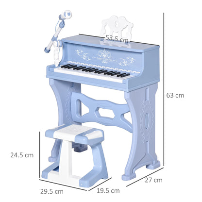 37 Key Kids Piano / Electric Keyboard with Stool and Microphone - Blue