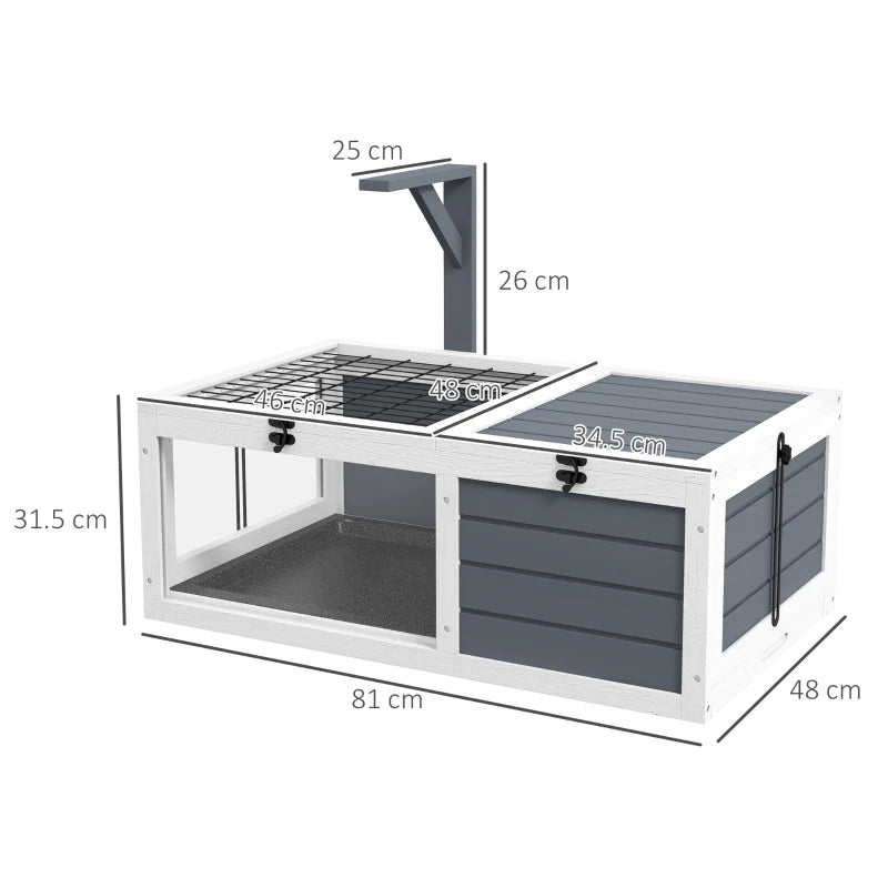 Tortoise House with Wooden Lamp Holder, Openable Lids and Pull out Tray (lamp not included)