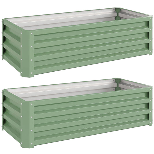 Set of Two 110 x 50cm Steel Planter Boxes - Light Green