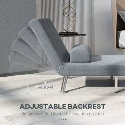Single Velvet-Feel Sleeper Chair - Grey