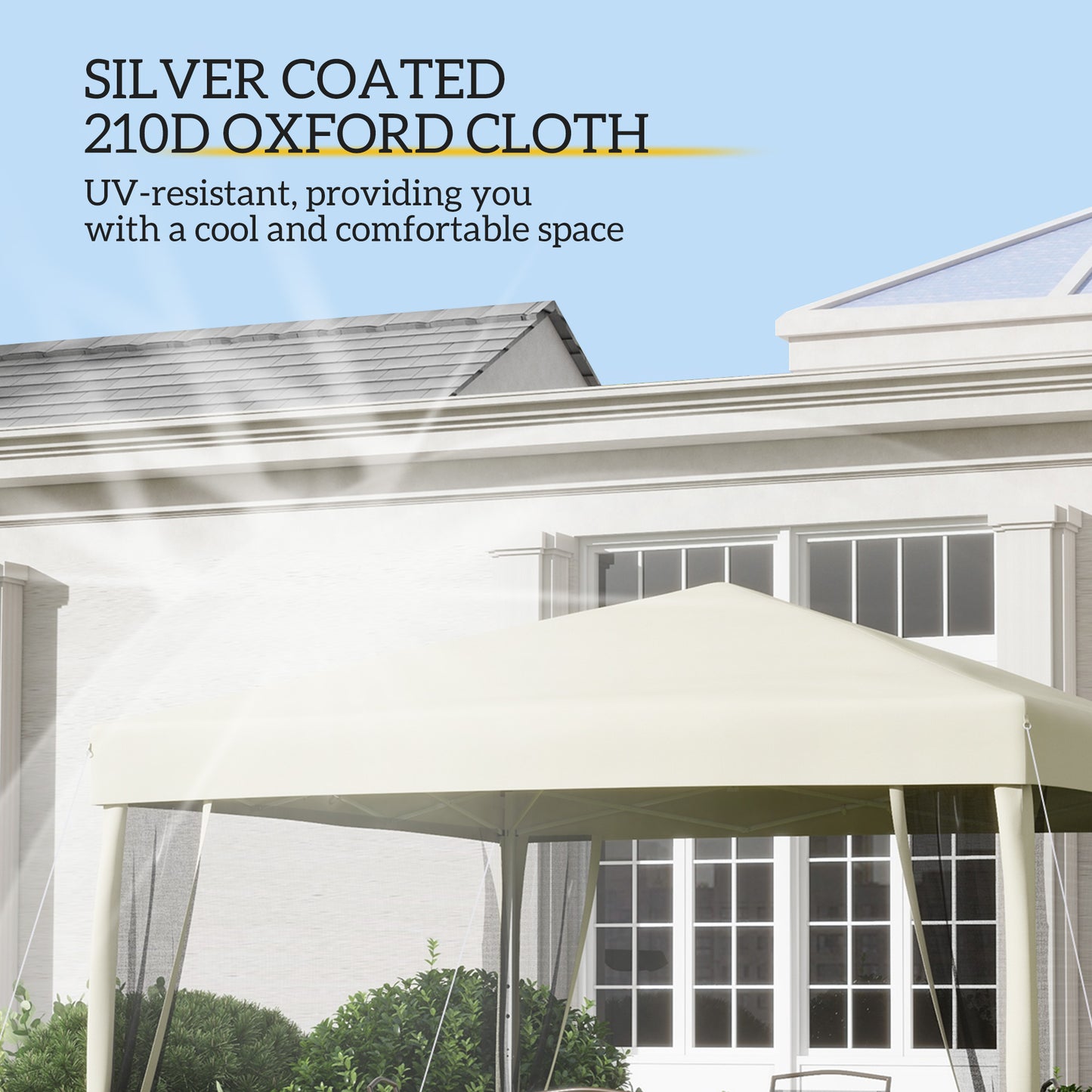 3 x 3(m) Pop Up Gazebo with 4 Mesh Sides and Carry Bag, Height Adjustable Party Canopy Tent, Portable Garden Outdoor