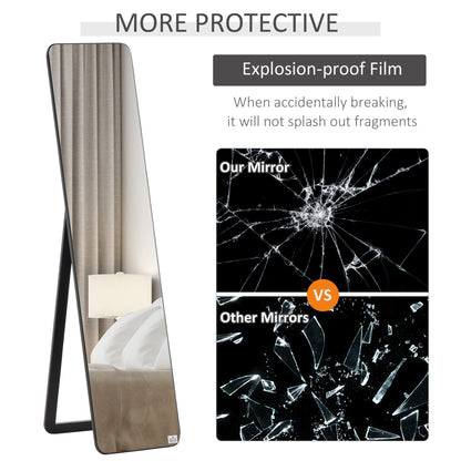 Full Length Mirror, 156 x 37 cm Rectangular Full Body Mirror with Stand, Floor Standing