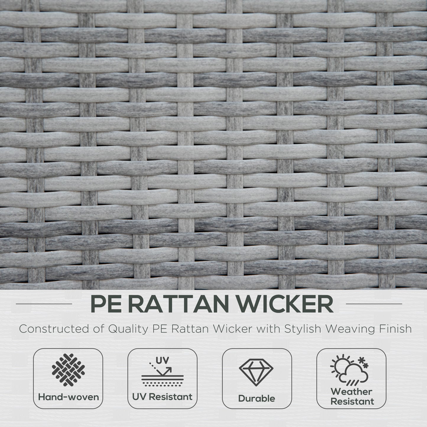 Four-Piece Half-Square Rattan Sofa Set - Mixed Grey