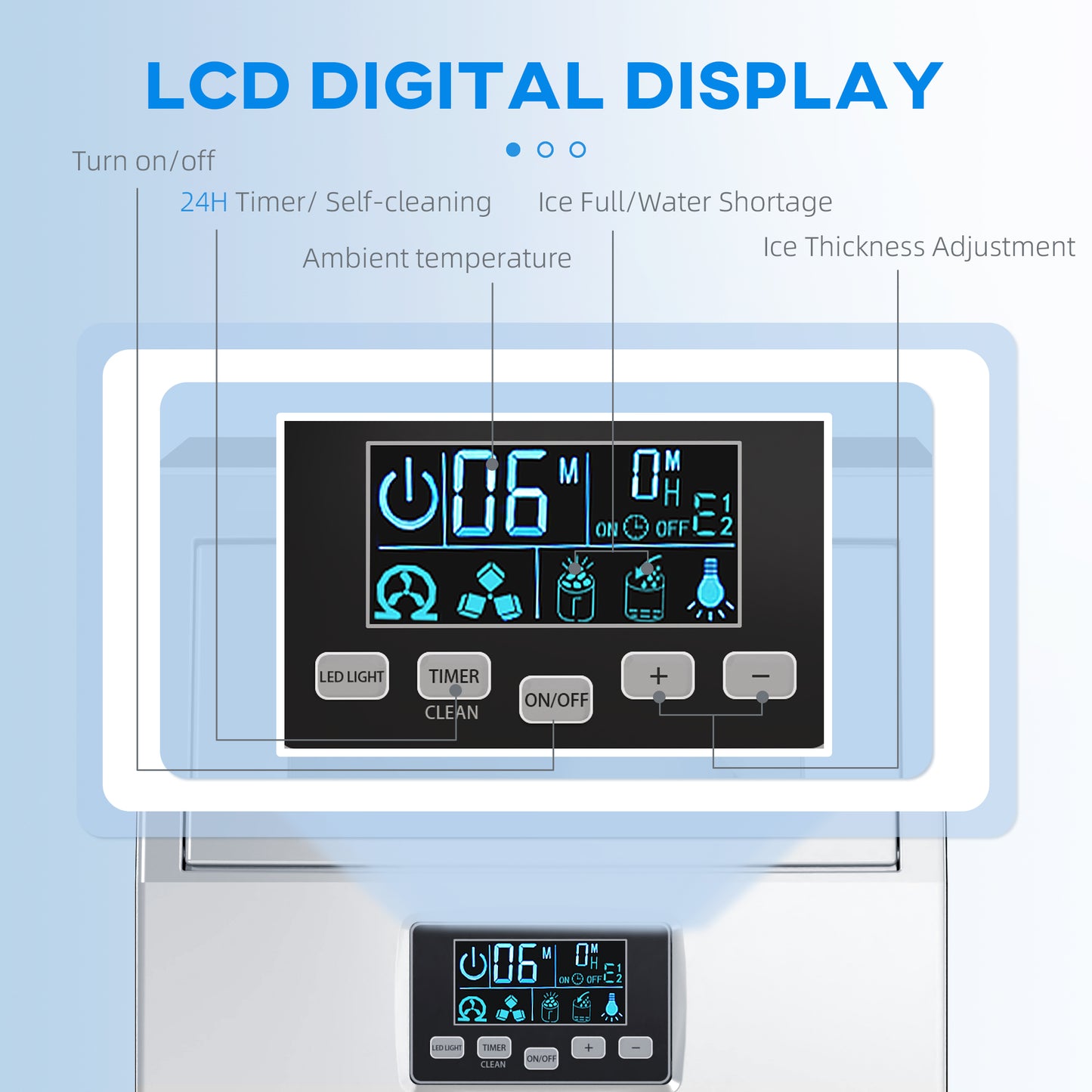 Commercial Ice Maker with 4kg Ice Storage - Silver Tone