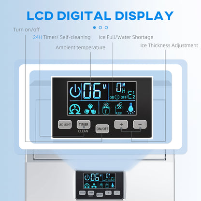 Commercial Ice Maker with 4kg Ice Storage - Silver Tone