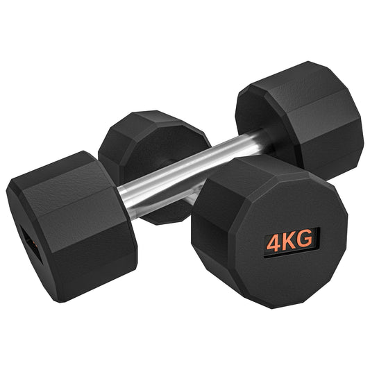 Dumbbells Weights Set with 12-Sided Shape and Non-Slip Grip for Men Women Home Gym Workout, 2 x 4kg