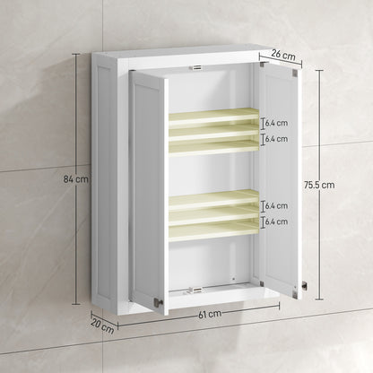 Bathroom Wall Cabinet with Adjustable Shelves - White