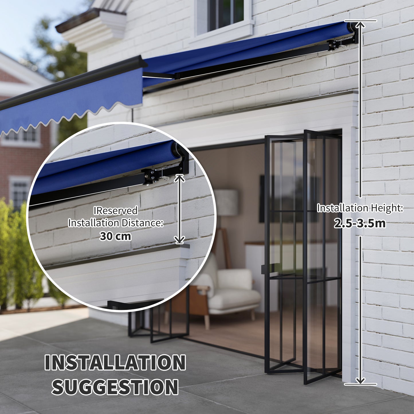 3 x 2.5m Electric Awning with LED Light and Remote Controller, Aluminium Frame DIY Retractable Awning