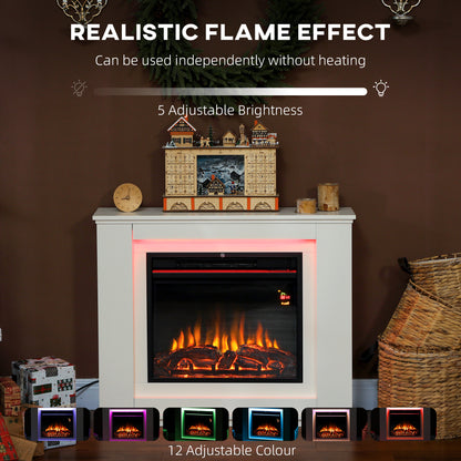 2000W 6824 BTU Faux Flame Fireplace - White