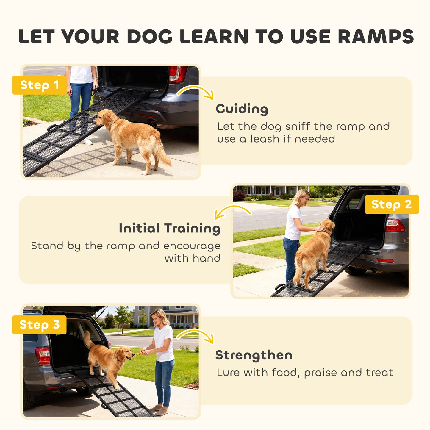 191 x 50cm Dog Ramp for Car, Extra Long Pet Stairs with Non-Slip Surface, for Large Dogs, Black
