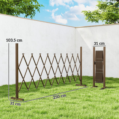Expanding Trellis Fence, Freestanding Movable Fence, Foldable Garden Screen Panel, 250 x 103.5 cm, Dark Brown