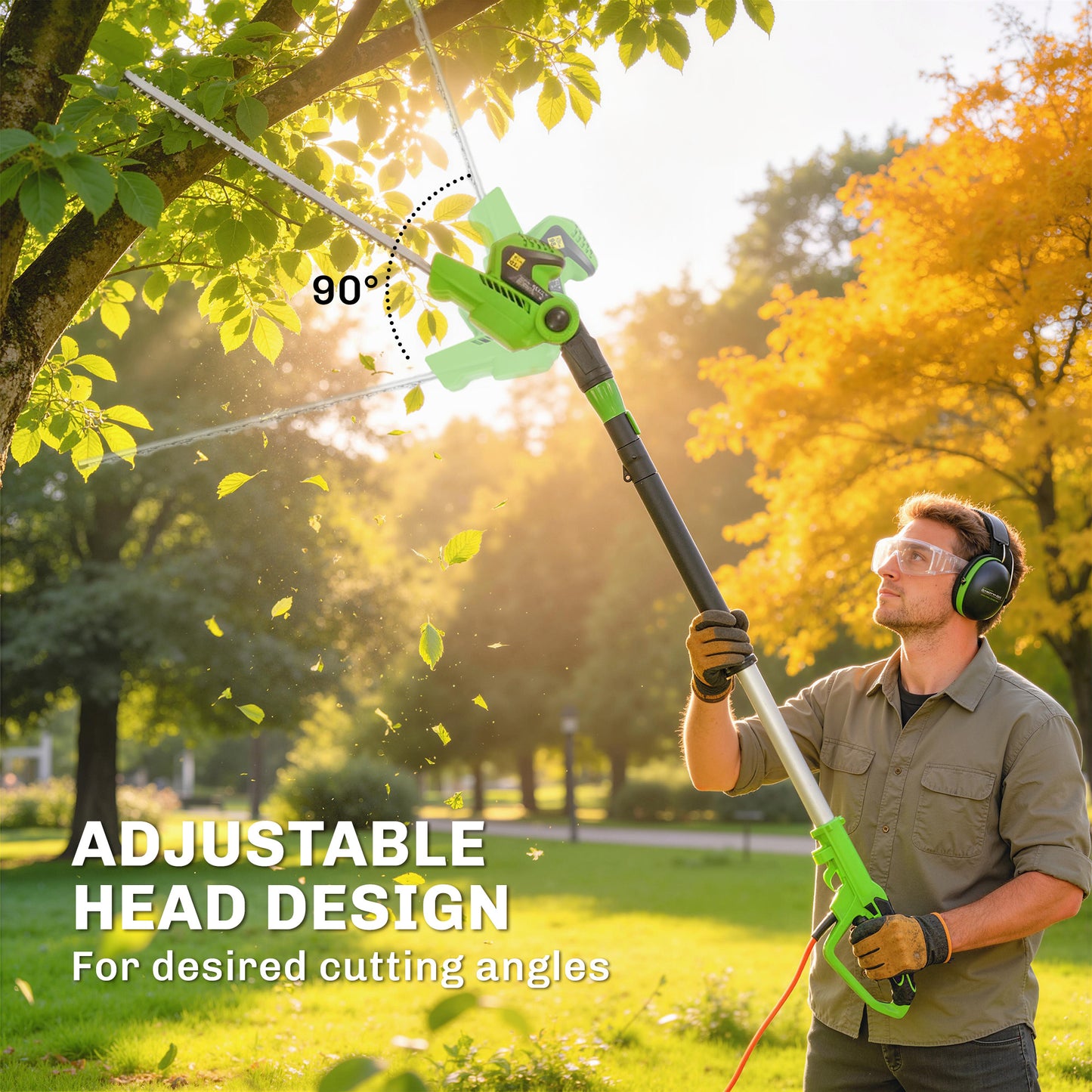 2.6m Corded Extendable Hedge Trimmer with 90° Adjustable Head, 450W Telescopic Electric Hedge Cutter Long Reach