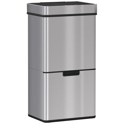 72L Recycling Sensor Bin Stainless Steel 3 Compartments For Both Wet/Dry Waste w/Removable Lid Kitchen Home