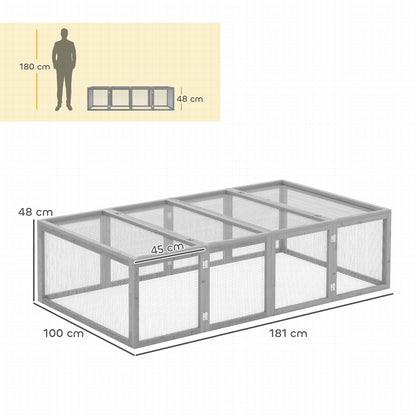 Wooden Rabbit Hutch Cage 6ft with Wire Mesh, Openable Roof, Play Space for Outdoor, Grey