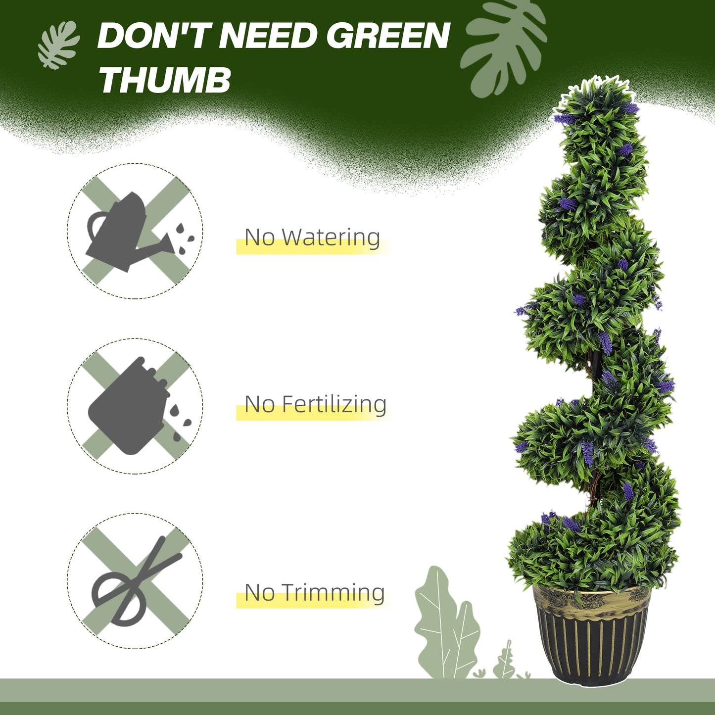 Set of Two 115cm Artificial Lavender Trees