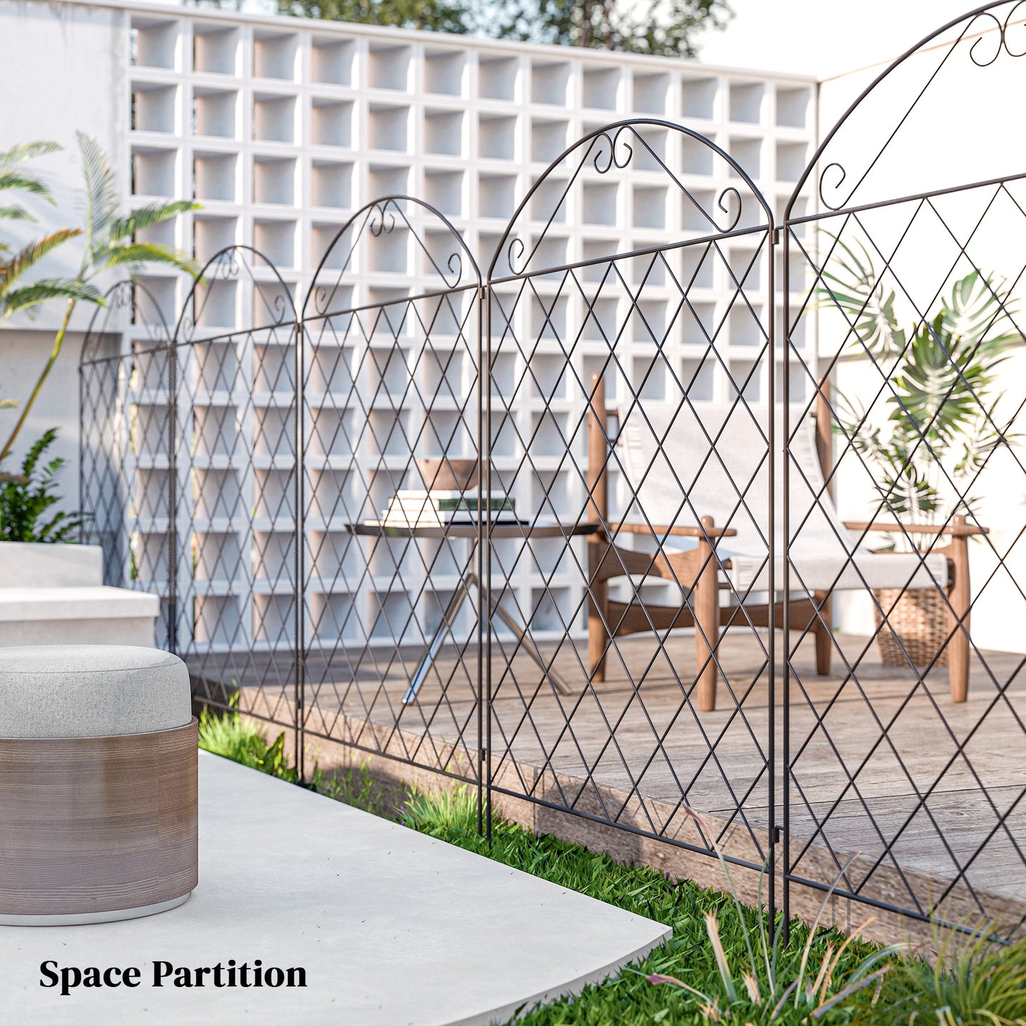 Decorative Garden Fencing, 43in x 11.4ft Outdoor Picket Fence Panels