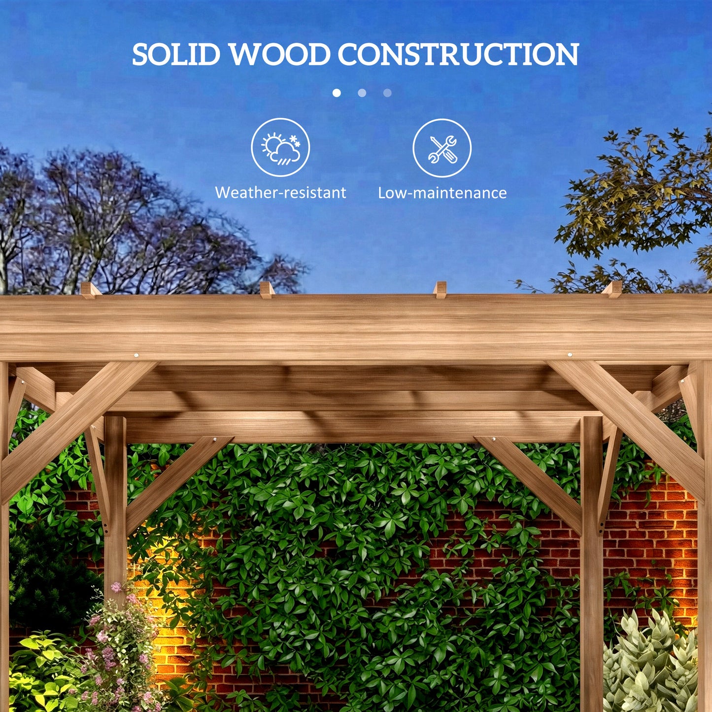 3 x 3 m Wooden Pergola Kit, Decorative Garden Gazebo Shelter with Stable Structure for Climbing Vines, Dark Brown