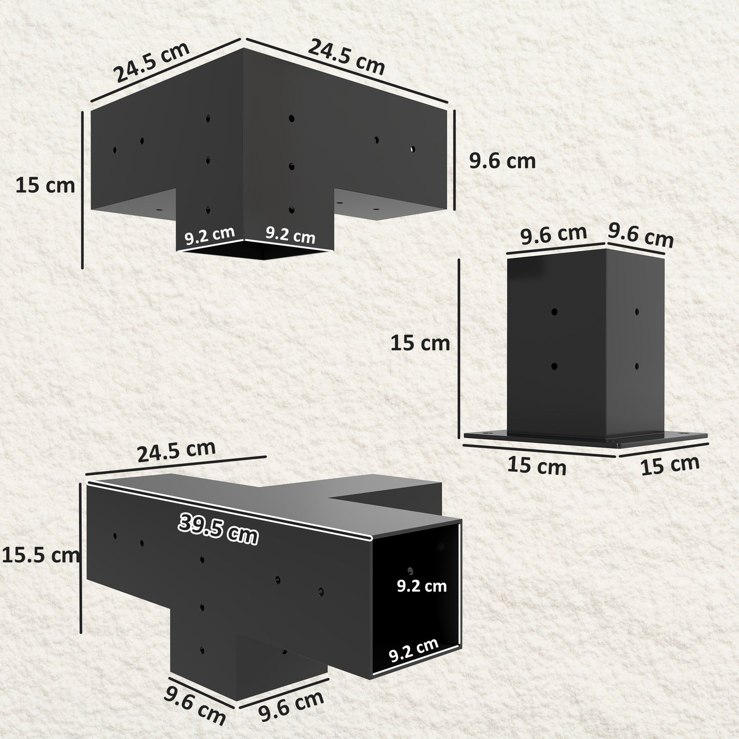 12PCS Pergola Kit, Pergola Brackets with 3-Way & 4-Way Corner Brackets for 9.6 x 9.6 cm (Actual 9.2 x 9.2 cm) Lumber