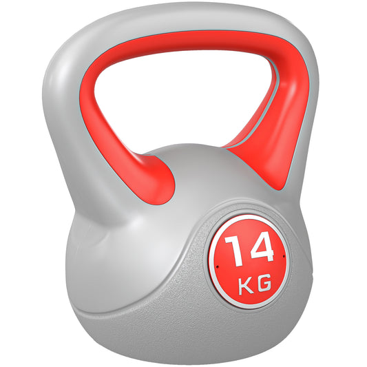 Kettlebell, 14kg Kettle Bells with Handle for Home Gym Weight Lifting and Strength Training, Red and Grey