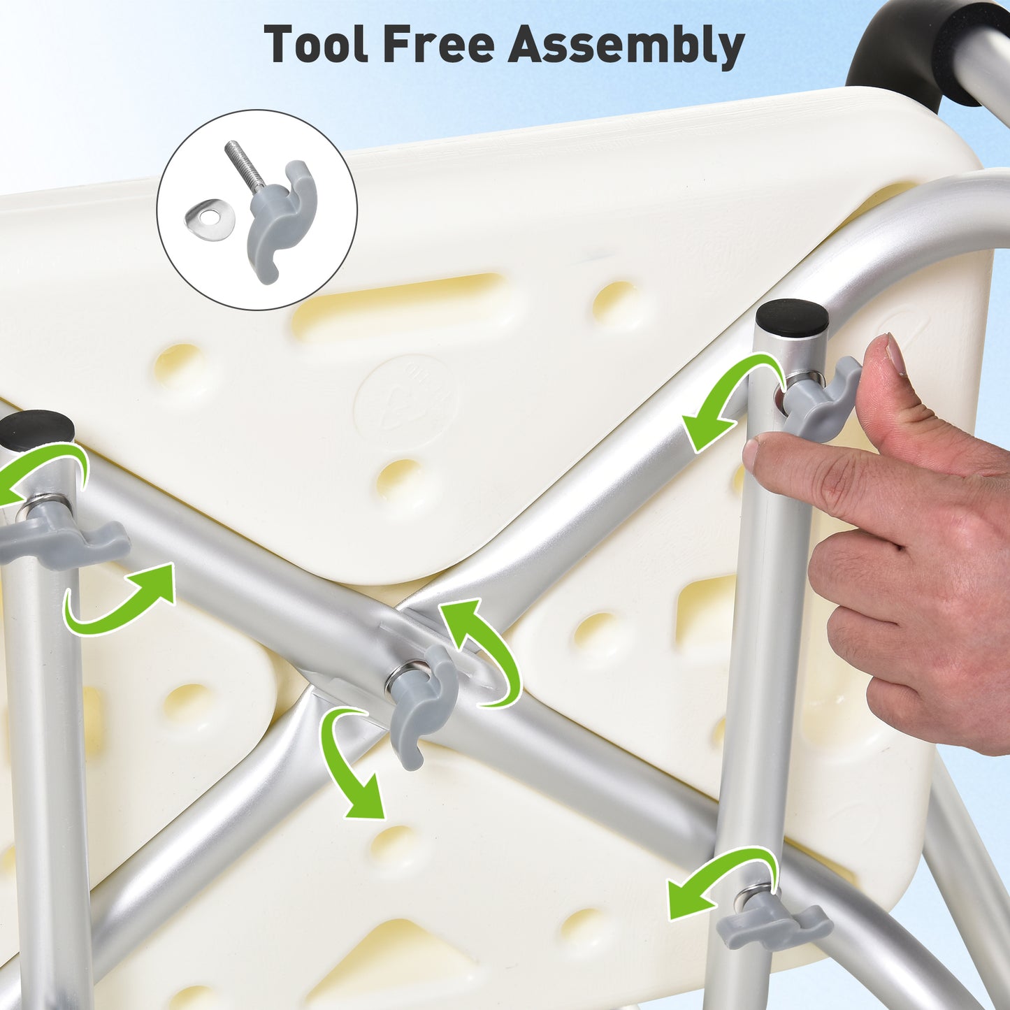 Shower Chair with Arms and Back, Height Adjustable Bath Bench, Non-Slip Shower Stool for Inside Tub