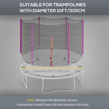 10ft Trampoline Net Replacement with 6 Plastic Pole Covers, Weather-Resistant Trampoline Netting Replacement