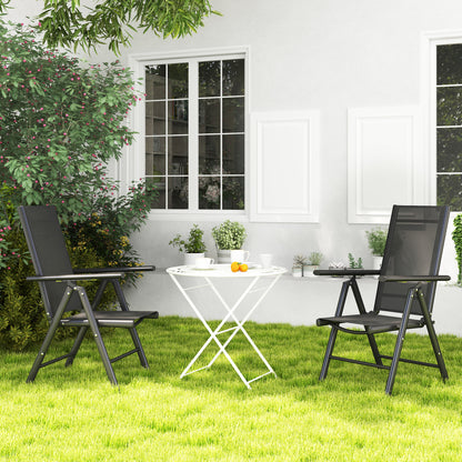 Set of 2 Folding Garden Chairs, Aluminium Frame Outdoor Dining Chairs with Breathable Mesh Back and Seat