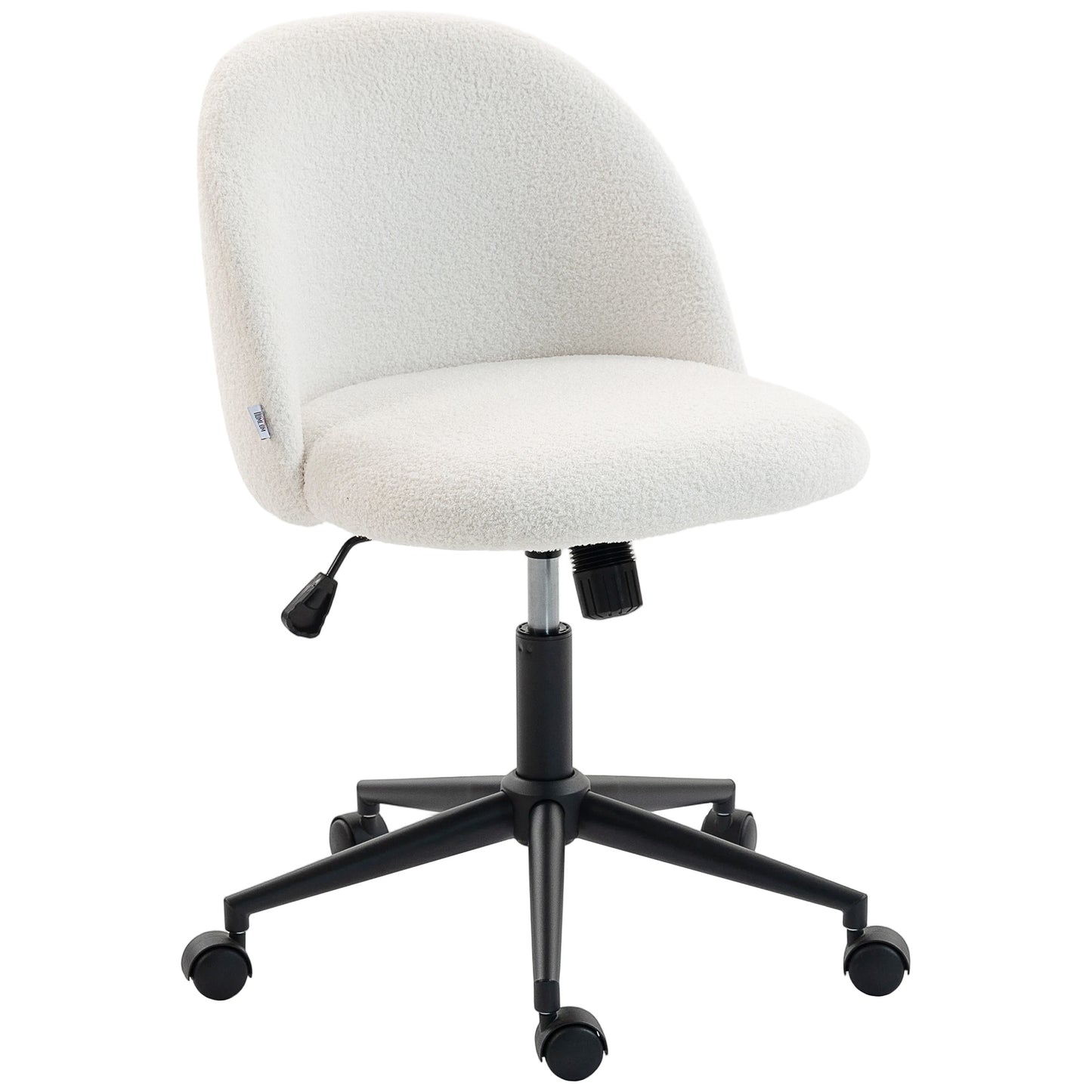 Teddy Fleece Office Chair with Wheels - Cream White