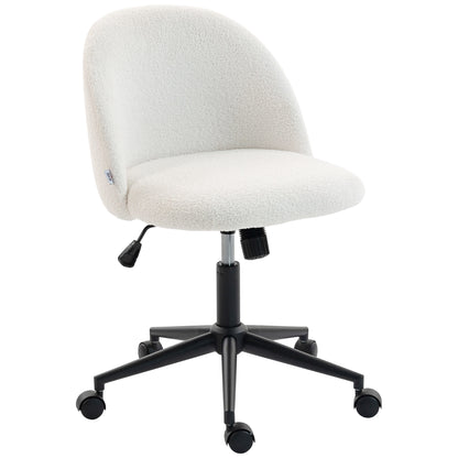 Teddy Fleece Office Chair with Wheels - Cream White