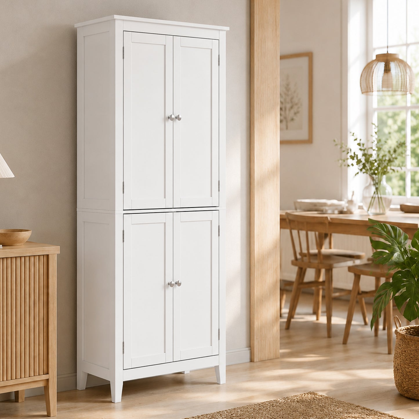 170 cm Tall Bathroom Storage Cabinet, Freestanding Narrow Bathroom Cabinet with Adjustable Shelves for Laundry Room