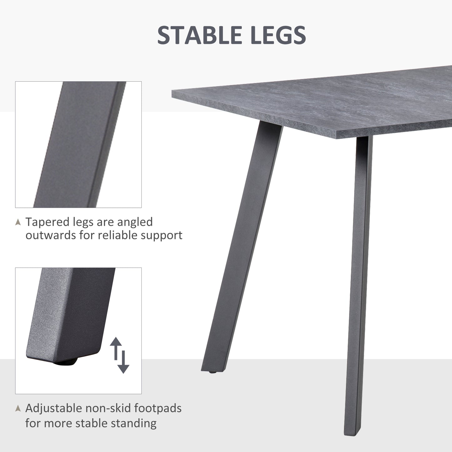 Dining Table, Contemporary Rectangle Kitchen Table with Metal Legs and Spacious Tabletop for Dining Room, Living Room