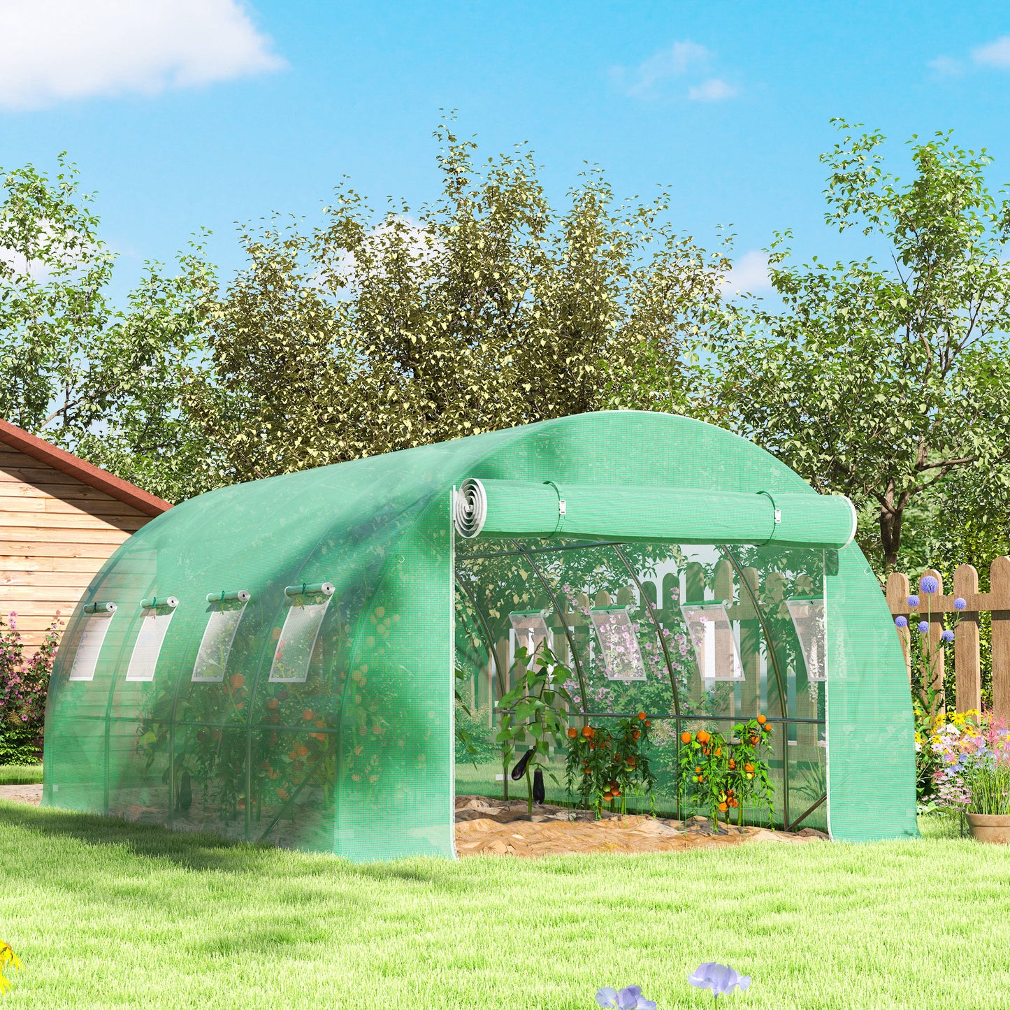 4 x 3 x 2m Polytunnel Greenhouse Replacement Cover ONLY Winter Garden Plant PE Cover for Tunnel Walk-in Greenhouse with Roll