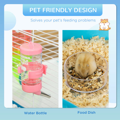 Hamster Cage w/ Water Bottle, Exercise Wheel, Tubes, Ramps - Light Blue